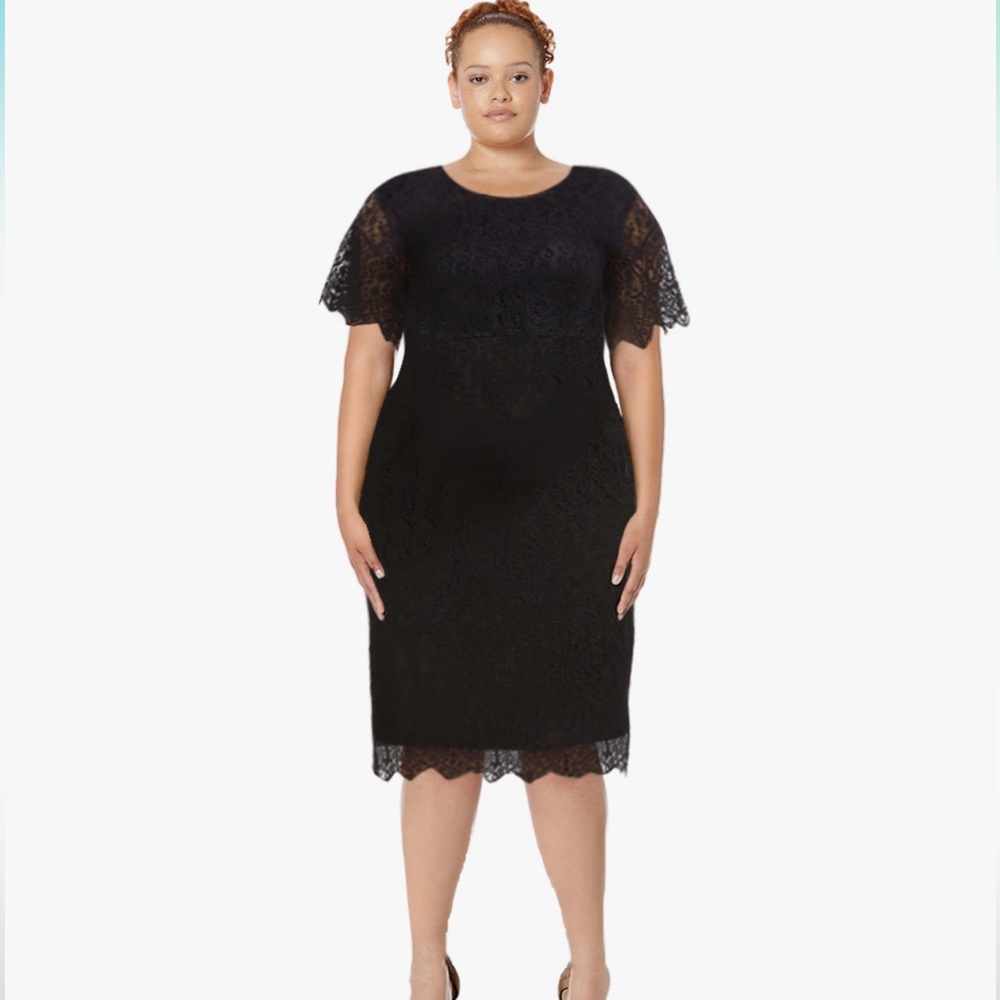 NEW| Elegant Floral Lace Round Neck Short Sleeves Cocktail Party Dress